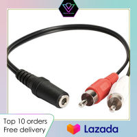 3.5mm 1/8 Stereo Female To 2 Male RCA Jack Adapter Aux Audio Y Cable Splitter