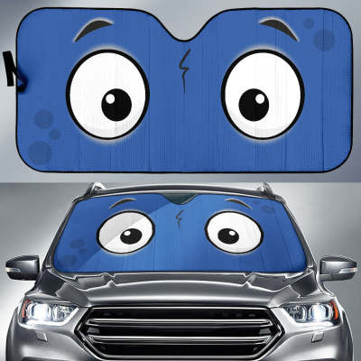 Blue Slight Surprise Cartoon Eyes ม่านบังแดดรถยนต์