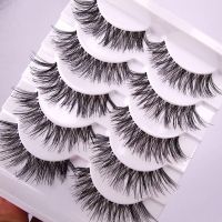 HBZGTLAD 5 Pairs Transparent False Eyelashes Messy Cross Thick Natural Fake Eye Lashes Makeup Tips Bigeye Long False Eye Lashes