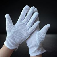 Parade Gloves 4Pack Formal White Cotton Gloves with Elastic Cuff Coin Jewelry Silver Inspection Ceremonial Marching Dress Gloves