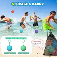 6PCS Silicone Quick Fill Water Splashes Ball Reusable Water Balloons Multipurpose Fireball With Storage Bag For Garden Pool Balloons