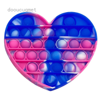 New Colorful Tie Dye Love Heart Pop It Fidget Large Push Pop Bubble Fidget Sensory Toys Big Size Silicone Stress Reliever Bubble Toy Childrens Educat