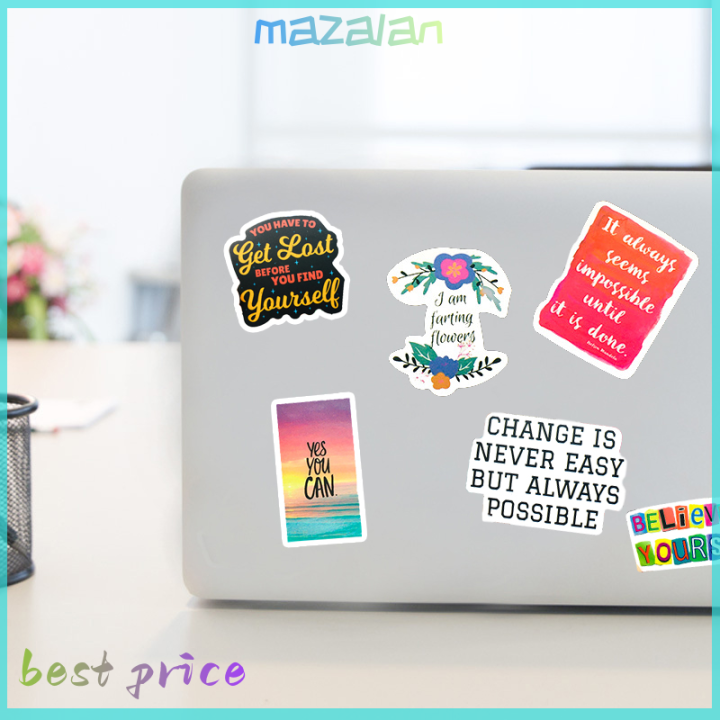 mazalan-สติกเกอร์ข้อความภาษาที่ให้กำลังใจ100ชิ้นสำหรับแล็ปท็อปกระเป๋ากีตาร์สเก็ตบอร์ด