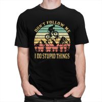 Vintage Mountain Bike Mtb Downhill Biking Top T Shirt Men Camisas Hombre Dont Follow Me I Do Stupid Things Tee Cotton T-shirt - T-shirts - AliExpress