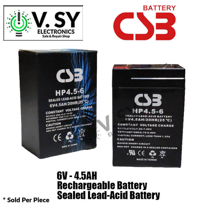 CSB Battery 6V 4.5Ah Sealed Lead Acid Rechargeable Battery 6V4.5Ah 6V rechargeable Lazada PH