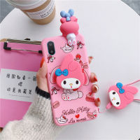 เคสโทรศัพท์สำหรับ Samsung Galaxy A13 4G A03S A20 A02 A02s M02 A11 A12 3D น่ารัก My Melody สีชมพูกรณีการ์ตูนสายคล้องคอนุ่มซิลิโคนปลอก Hp