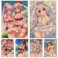 Anime Girls บิกินี่โปสเตอร์ Vintage ผ้าใบคราฟท์ผ้าใบสำหรับ DIY Room, Bar, Cafe - Kawaii Room Decor