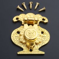 1pc Gold Box Latch Clasp 38x48mm/41x51mm Buckle Wooden Jewellery Box Vase Hasp Pattern Latch Lock Decorative