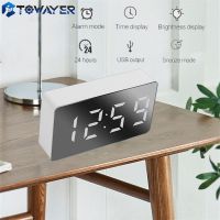 LED Mirror Table Clock Digital Alarm Snooze Display Time Night Light Desktop USB Alarm Clock Home Decor Gifts for Children