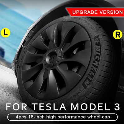 ┇▪ 4PCS Hub Cap Car Replacement Wheel Cap Automobile Hubcap Full Rim Cover Accessories for Tesla Model 3 18 Inch 2022 2018-2023