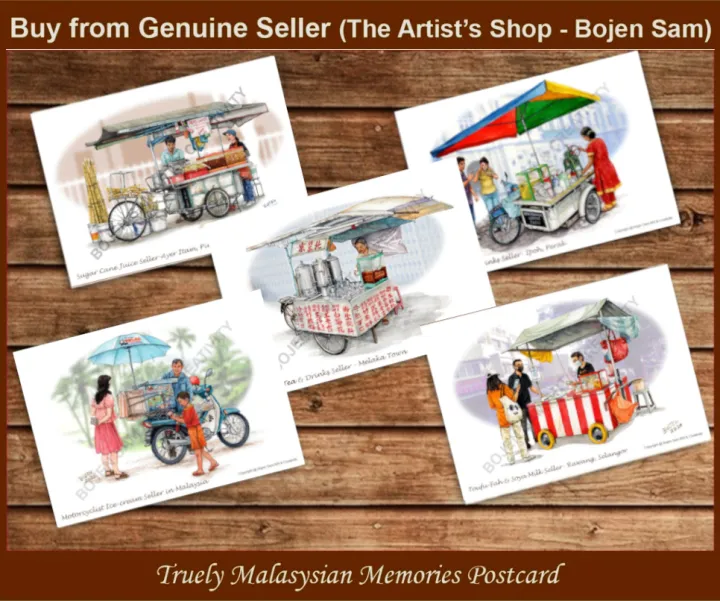 POSTCARD SET TRULY MALAYSIAN MEMORIES SET 05 Mobile Hawkers (Retro