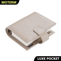 Moterm Luxe Series Pocket Planner A7 Size Notebook with 30 MM Silver Rings Mini Agenda Organizer Cowhide Diary Notepad
