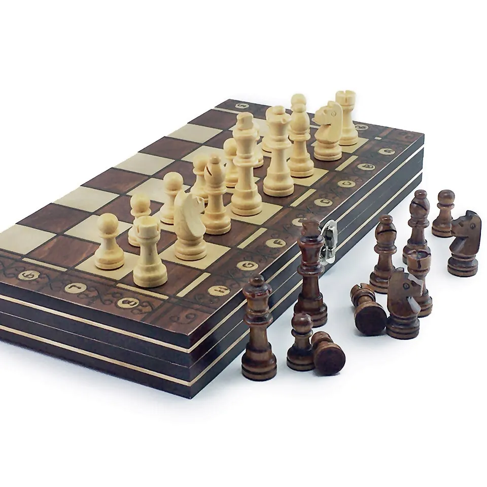 100 Cells PVC Checker Chessboard Wooden Chess Pieces Set 41*41cm