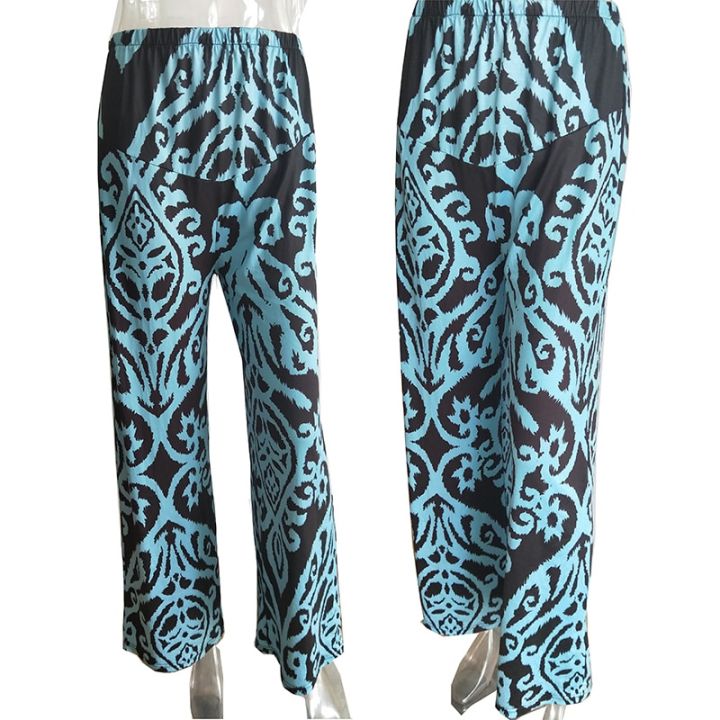 กางเกงขาสองชั้นพิมพ์ลายโบฮีเมียนสำหรับผู้หญิงกางเกงคนท้องฤดูร้อนกางเกงเอวสูงคุณแม่น่ารักลายเสือดาว