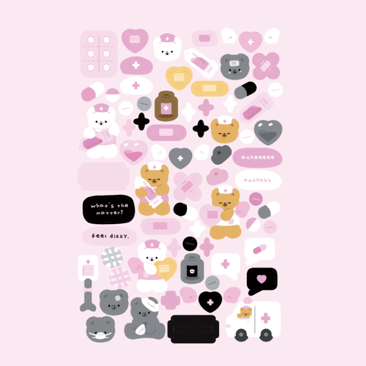 bm-stickersns-ชุดโทรศัพท์ลายขนนกน่ารักสติกเกอร์การ์ดรูปตัวการ์ตูนน่ารักห่วงโซ่โบว์สีดำสีชมพู-i