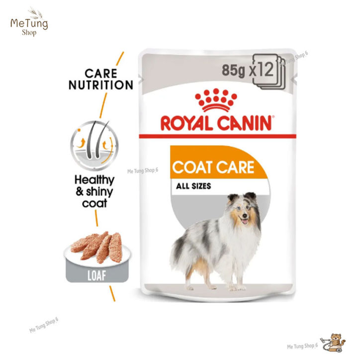 หมดกังวน-จัดส่งฟรี-ยกกล่อง-royal-canin-coat-care-pouch-loaf-โรยัล-คานิน-อาหารเปียกสุนัขโต-ทุกขนาด-บำรุงเส้นขน-โลฟเนื้อละเอียด-wet-dog-food