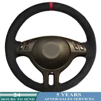 Customized Car Steering Wheel Cover Hand Sewing Leather Suede Original Steering Wheel Braid For BMW E46 E39 325i E53 X5 X3