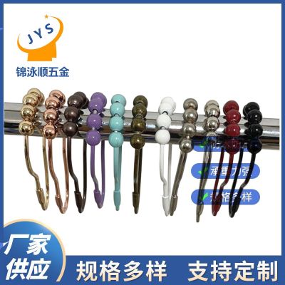 ☃⊙✵ Manufacturer of spot metal shower curtain hook five bead curtain hanging ring bathroom accessories ball hoist ring rust plating