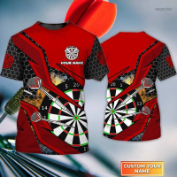 2023 NEW Red Darts 3d Full Print Personalized Name 3d T-shirt for Dart Player S-5x cheap