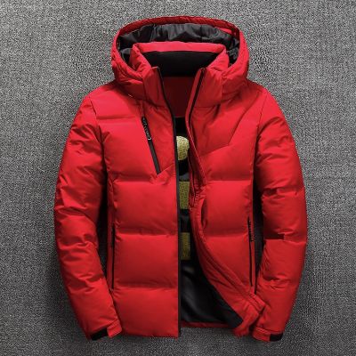 ZZOOI Winter Warm Men Jacket Coat Casual Autumn Stand Collar Puffer Thick Hat White Duck Parka Male Mens Winter Down Jacket With Hood