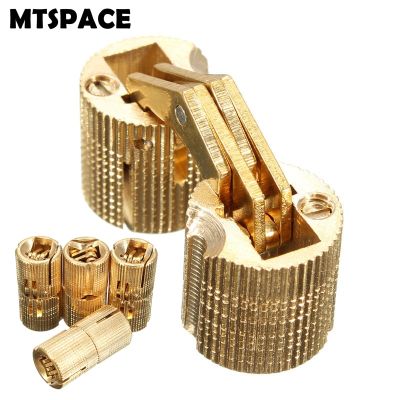 MTSPACE บานพับถังทองแดง8มม. ทรงกระบอก4ชิ้น/เซ็ตบานพับทองเหลืองซ่อนมองไม่เห็นตู้ซ่อนสำหรับประตูตู้กล่อง DIY