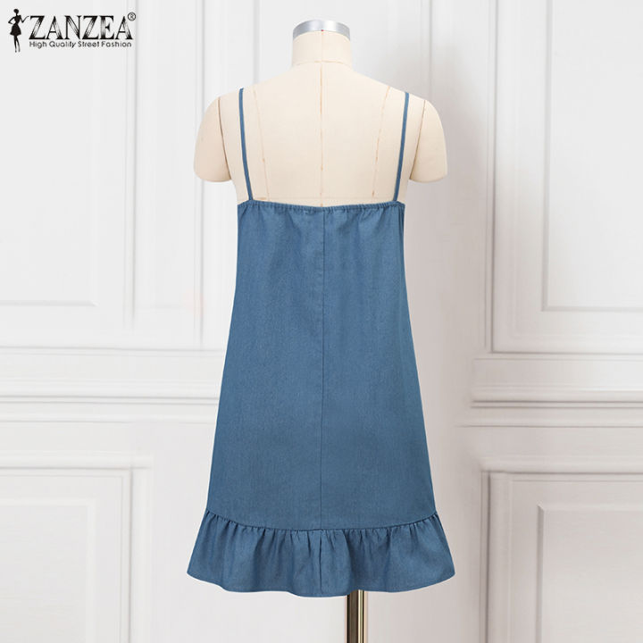 สินค้ามาใหม่-จัดส่งฟรี-fancystyle-zanzea-ชุดเดรสสไตล์เกาหลีของผู้หญิงแฟชั่นผ้าเดนิมแต่งระบายทรงหลวมสำหรับวันหยุดชุดเดรสบาง-9