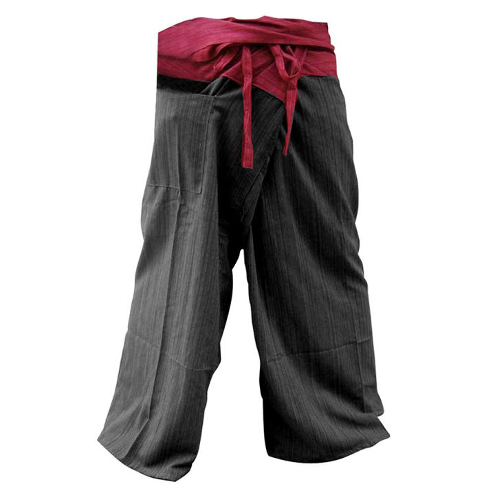 thai-pants-lay-ใส่สบาย-สวยแบบเท่ๆ-กางเกงเลย์ผ้าฝ่าย-2toneเป็นกางเกงเลย์ใส่สบาย-ขนาด-free-size-แดงดำ