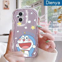 Dienya เคสสำหรับ OPPO Reno 7Z 5G Reno 8Z Reno7 Lite Reno8 F21 Pro 5G F21s Pro 5G เคสการ์ตูนโดราเอมอนน่ารักขอบเนื้อครีมคลื่นเคสมือถือกันกระแทกแบบใสนุ่มโปร่งใสลายกล้องถ่ายรูปสร้างสรรค์ปลอกฝาครอบป้องกันสีอ่อน