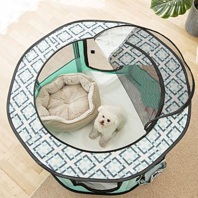[pets baby] Pet Playpen For Small DogRound Delivery Room For Indoor Cats With Door And Top CoverWindow