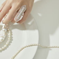 SWAN - Arc Long Pearl Ring แหวนเงินแท้ แหวนทรงยาวประดับมุกแท้ มุกน้ำจืด ฝังเพชรคิวบิกเซอร์โคเนีย cubic zirconia