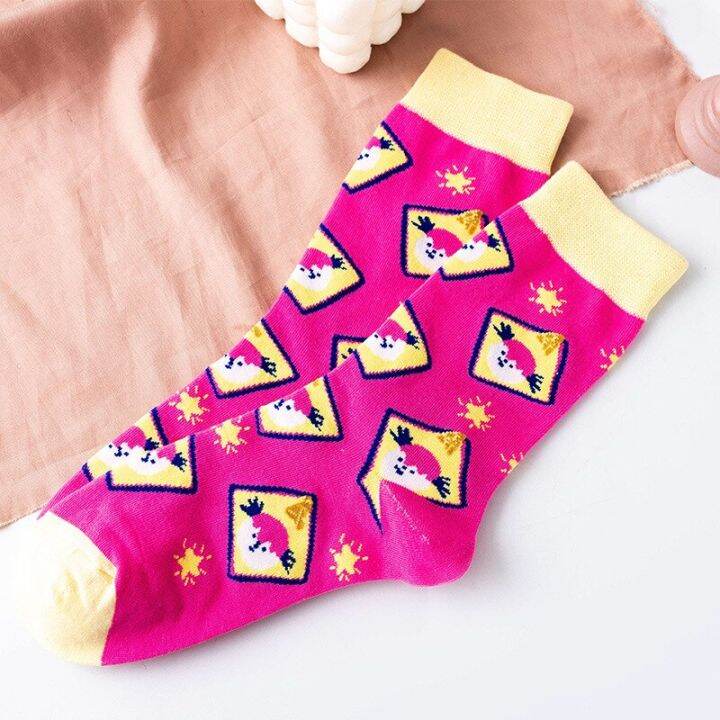 fun-cartoon-personality-creative-funny-tube-socks-for-women-korea-cute-autumn-winter-thick-female-socks