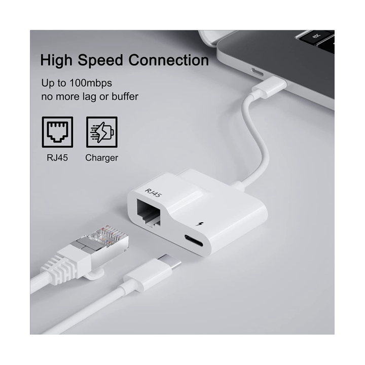 1 PCS USB C to Adapter with PD 60W Charger USB Type C to RJ45