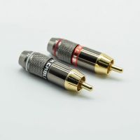 2pcs RCA Male banana Plug High Quality Gold Plated RCA Jack Wire Connector Speaker Phono Plug Audio Adapter 1 Pair Red Black