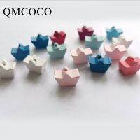 50Pcs Various Color Crown-Shaped Wooden Beads DIY Crafts Jewelry Custom Hemu Loose Beads Home Decorations Baby Toys Accessories