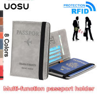 UOSU กระเป๋าหนังสือเดินทางหนัง RFID PU,ที่ใส่เอกสารอเนกประสงค์แบบพกพาเดินทางบางเฉียบซองใส่หนังสือเดินทางกระเป๋าเก็บบัตรของขวัญ