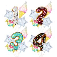 5pcs Donut Number Foil Balloons Set Birthday Party Decorations Fruit Ice Cream Helium Ballon Festive Decor