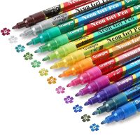 Glitter Metallic Paint Pens Sparkle Water-Based Markers Pen 12 Colors Pen Set for Greeting Cards Art Drawing Rock Painting