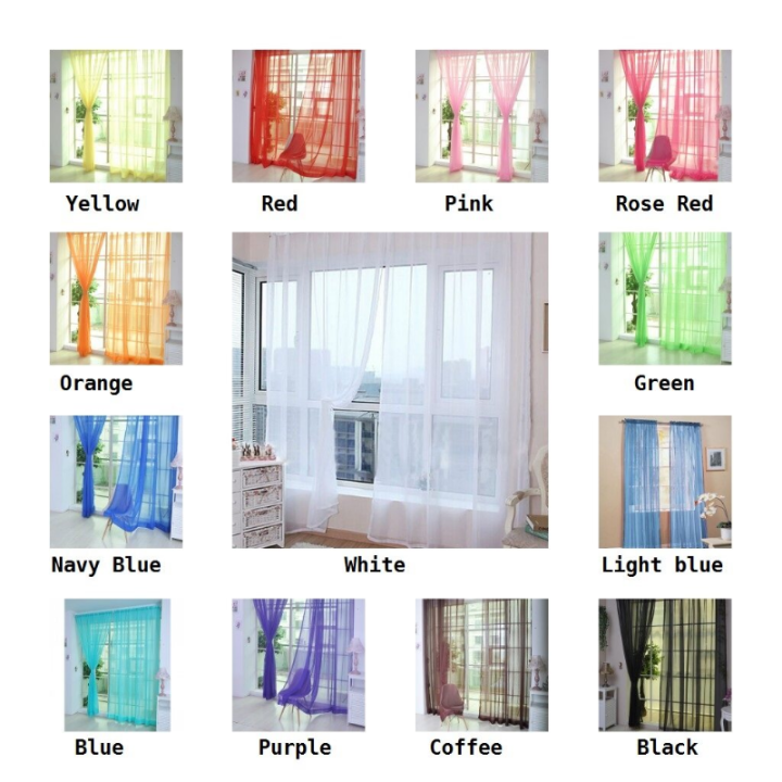 ม่านผ้าทอหลากสีผ้าตาข่ายแบบโปร่งใสม่านกันแสงห้องรับแขกห้องนอนขนาด2-1ม-สีทึบม่านประตูตกแต่งบ้านได้