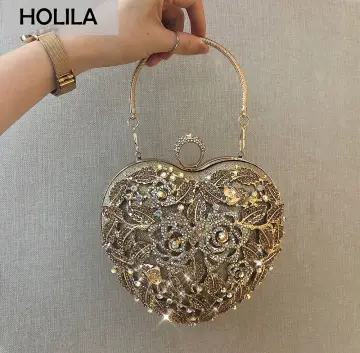 Women Female Bags Flower Shape Wedding Party Clutch Purse Ladies Gold Day  Clutches