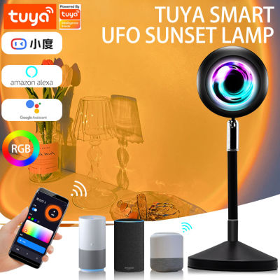 Smart Tuya RGB Sunset Lamp Projector Night Light Sunset Projection Lights For Background Atmosphere Work with Alexa Google Home