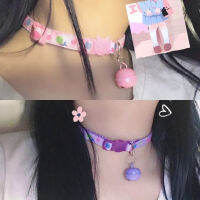 สาวหวานน่ารัก Lollipop พิมพ์สร้อยคอ Bell ปรับปลอกคอ JK Lolita ชุด Chokers ผู้หญิง Punk Torques เครื่องประดับ Gift