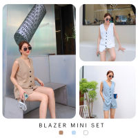 Dosimplething - Blazer mini set - ชุดเซ็ทสูทขาสั้น ผ้าโพลีเอสเตอร์ มีซับใน ใส่สวย - เสื้อผ้าแฟชั่น - ชุดเซ็ท 2 ชิ้นผญ