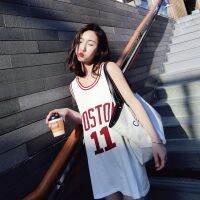 COD DSFERTRETRE -Sleeveless t-shirt womens jersey outer wear basketball uniform-无袖T恤女球衣外穿篮球服字母宽松BF风中长款针织运动背心裙yingying555.sg 7.12