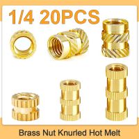 ﹍ 20PCS 1/4 Heat Set Insert Inch Size Threaded Brass Nut Knurled Hot Melt Molding Injection Embedded Copper Nut of 3D Printing