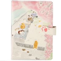 Sakura Cat Notebook With Magnetic Buckle School Supplies Kids Gifts