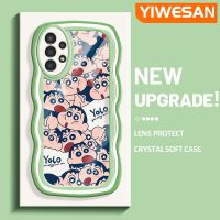 YIWESAN เคส A04s ปลอกสำหรับ Samsung Galaxy A13 5G เต็มหน้าจอสีเทียนหน้าแข้งจันดีไซน์ใหม่ขอบครีมลอนนุ่มเคสมือถือกันกระแทกแบบใสนุ่มปลอกโปร่งใสลายกล้องถ่ายรูปฝาครอบป้องกันอ่อนโยนเรียบง่าย