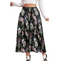 【CW】 And Pink Floral Skirt Watercolor Boho Skirts Elastic Waist Custom Streetwear A line Big Size 3XL