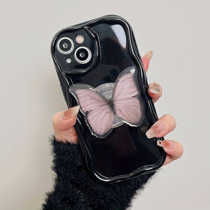 เคสสำหรับ-huawei-p30-p40-pro-nova-9-10-11-7-se-5t-เคสมือถือหรูหราบัตเตอร์ฟลายครีมขาตั้งพับได้ขอบกันกระแทกตัวยึดตัวจับป้องกันเลนส์ซิลิโคน