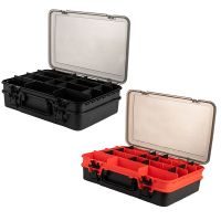 Double Layer Fishing Lure Boxes Fishing Tackle Box Plastic Waterproof Fly Fishing Tool Box Black