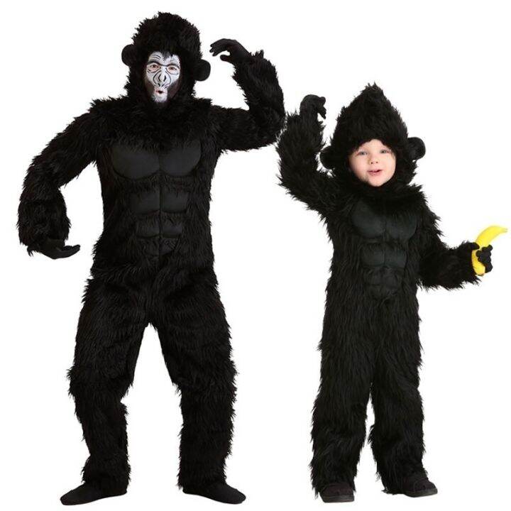 King Kong Cosplay Costume for Kids Plush Furry Mascot Anime Halloween ...